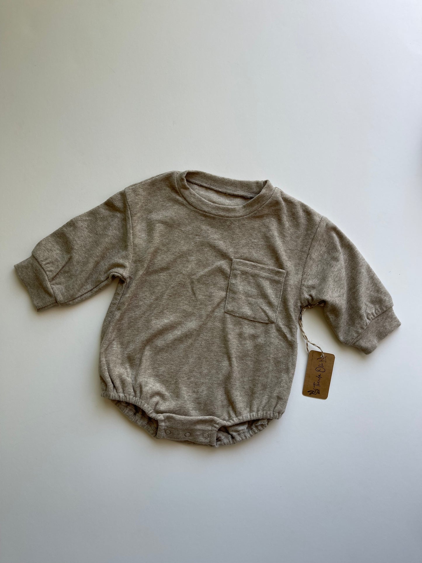 Terry long sleeve romper